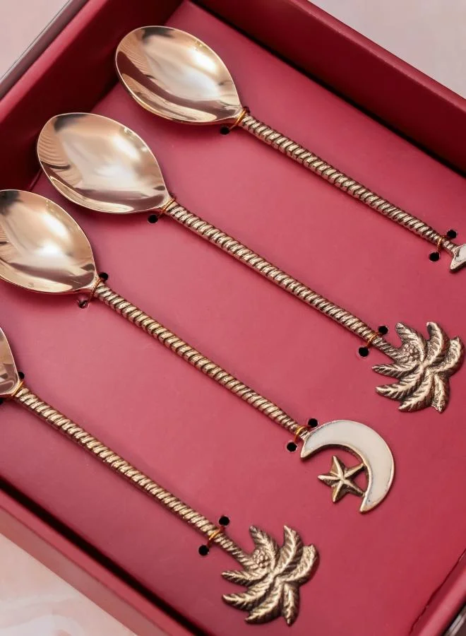 Casa Quesera  Casa Quesera Palm and start Dessert spoon in Gold  | Best Price UAE